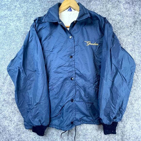 Vintage West Wind Windbreaker Jacket L Blue Logo The Greenbrier Snap Front 80s - Picture 1 of 6